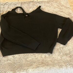 Black Off-the-Shoulder Cut Out Sweatshirt